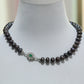 11-13mm Large Purple Freshwater Pearl necklace 100% handmade 19.7inch long flat freshwater pearl necklace with unique round button, ideal gift with gift box [XL-2502Brown-01]