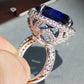 Princess Cut 15*15mm Huge Blue Sapphire Zircon Stamped S925 Sterling Silver Bling Ring - Providence silver gold jewelry usa