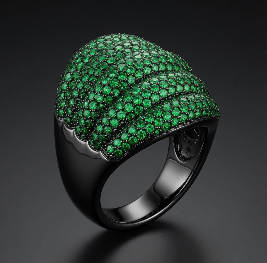 Luxury Micro Pave Lab gemstone S925 cz Rings-Finished in Black Rhodium