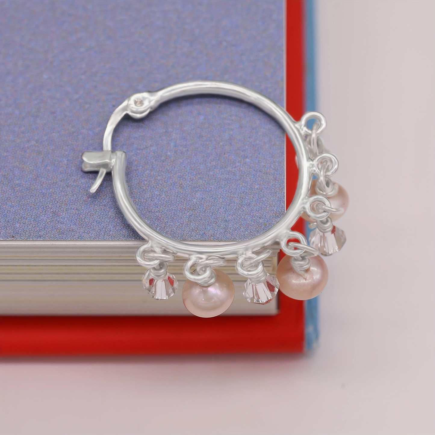 Elegant looped fringe freshwater Pearl earrings Natural White pendant Pearl design Bohemian chic earrings for everyday wear/parties, unique Valentine's Day gifts[EH-2501Pink-01]