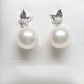 14K White Gold and diamond Pearl Earrings - Providence silver gold jewelry usa