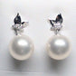 14K White Gold and diamond Pearl Earrings - Providence silver gold jewelry usa