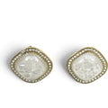 New Earring 0035-Imatation pearl earrings gold finish with sterling silver post