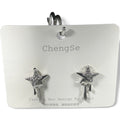 New Earring 0037-silver star with dangles and sterling silver post