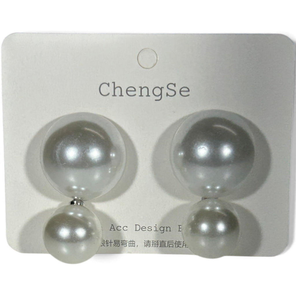 New Earring 0040-Large dome pearl dangle earring with sterling silver post
