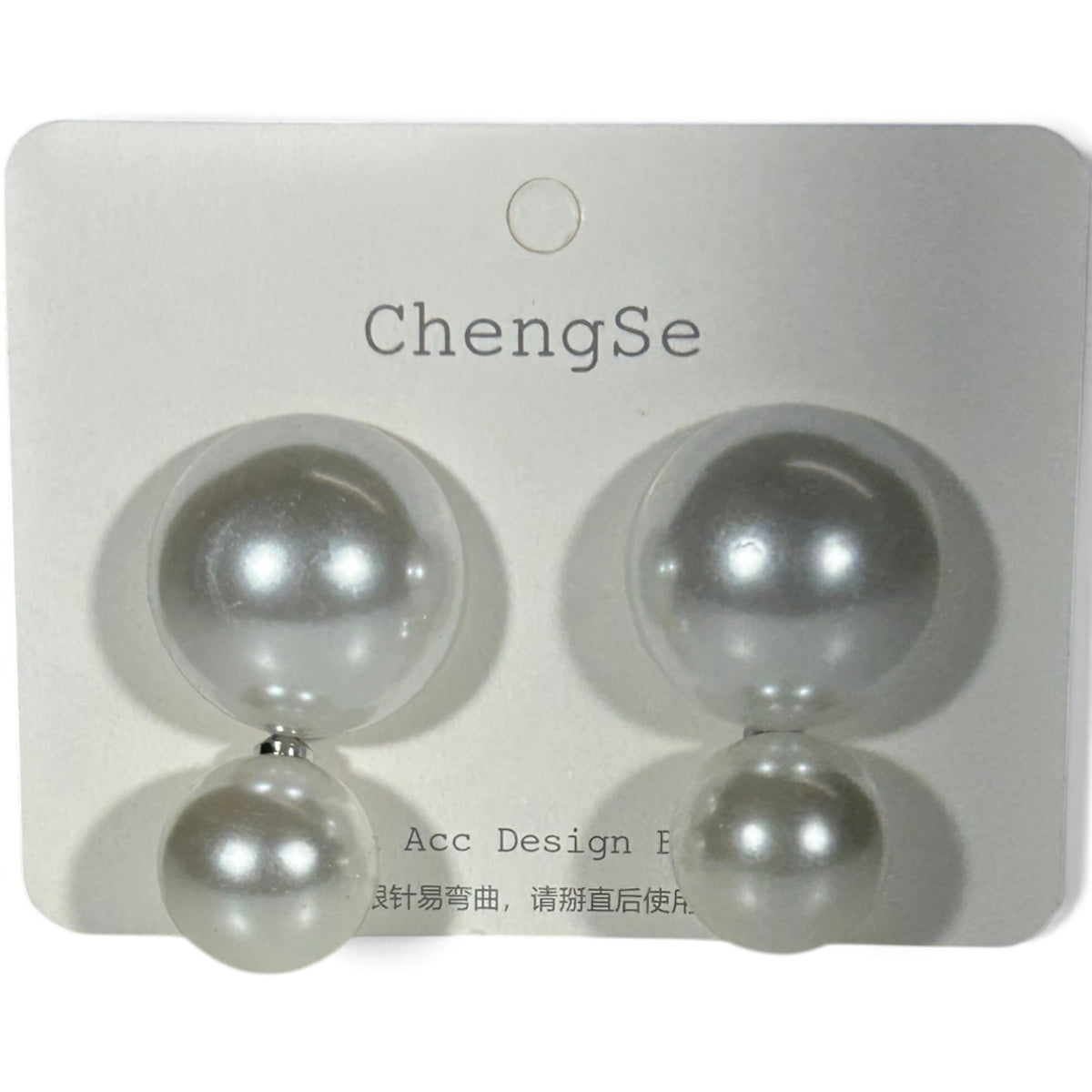 New Earring 0040-Large dome pearl dangle earring with sterling silver post