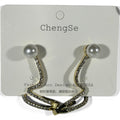 New Earring 0042-Pearl stud with removal rhinestone snake earring-sterling silver post