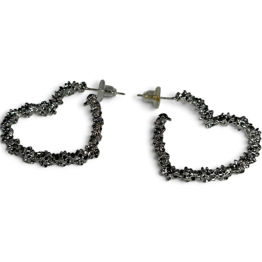 Textured Heart Shaped Hoop Earrings
