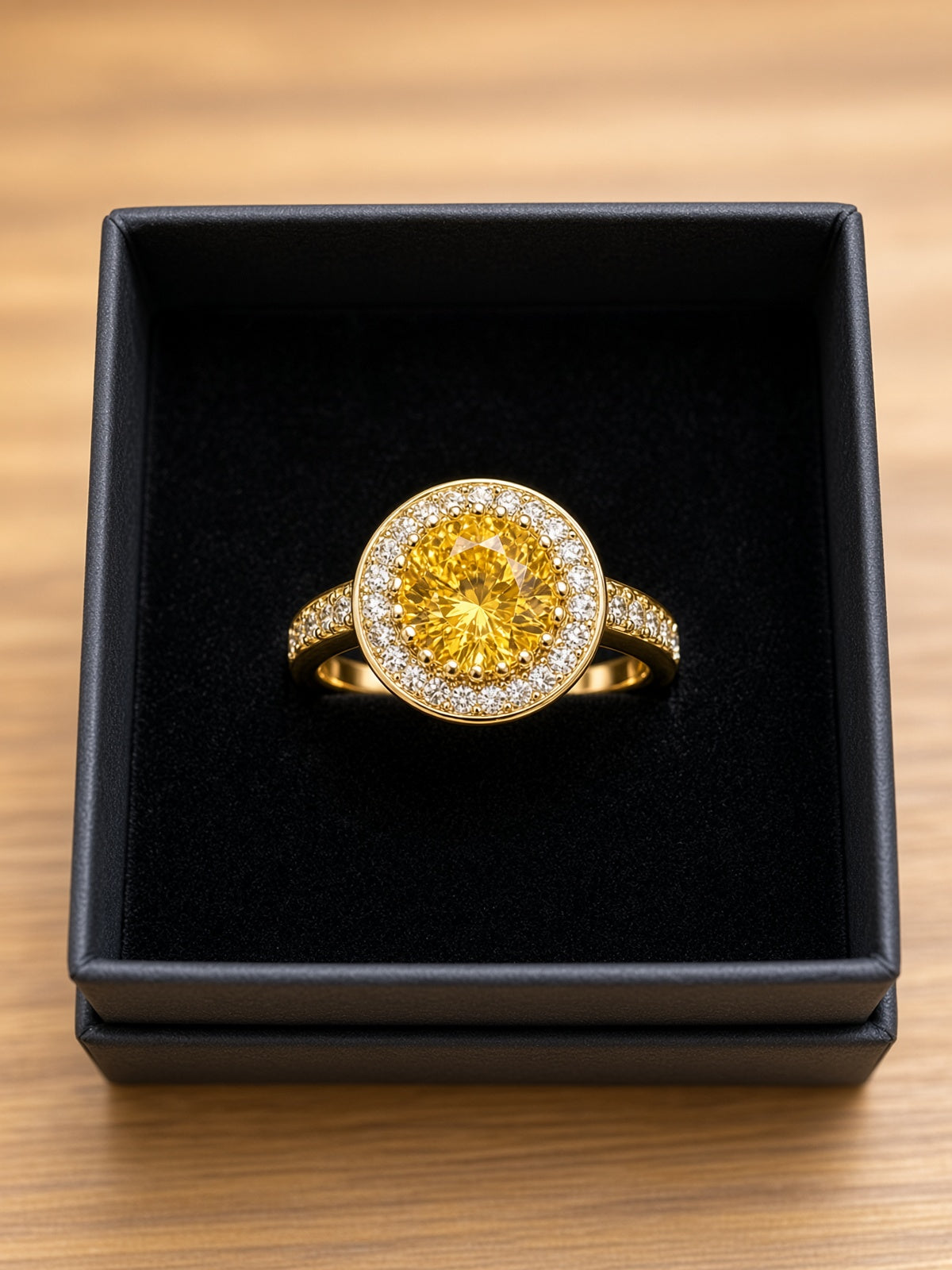 Golden Citrine Halo Cocktail Ring