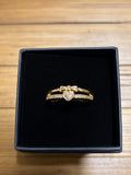 Gold Bow & Heart Double-Band Ring