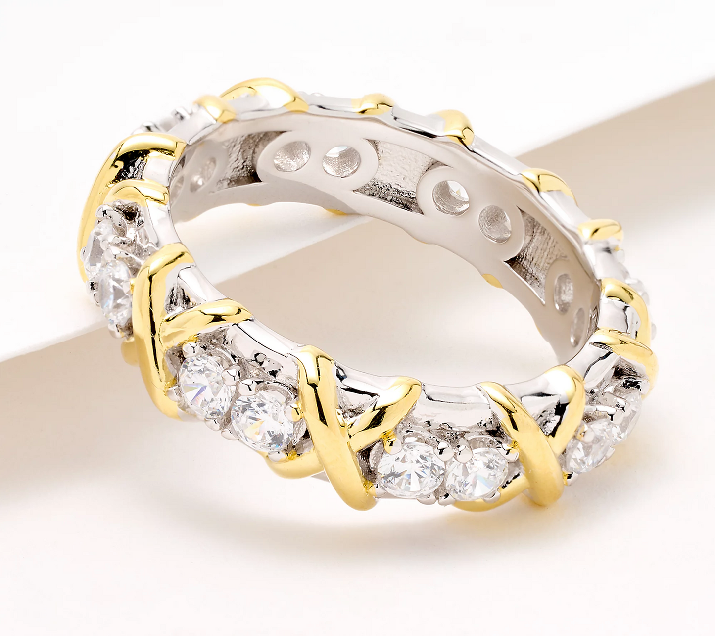 Everlasting Love XOXO Two-Tone Sterling Silver Band Rings