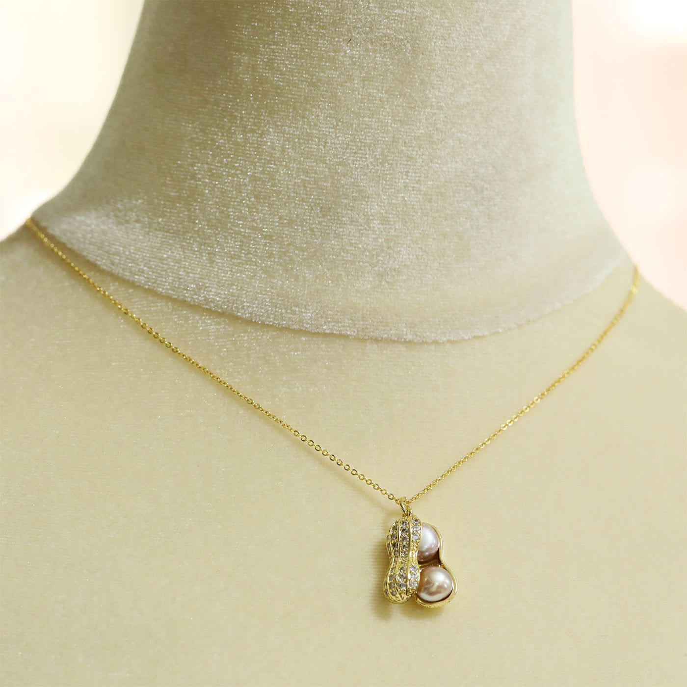 A luxury peanut Freshwater Pearl pendant necklace unique design good things happen pendant necklace, with exquisite gift box, suitable for everyday, weddings, festivals and parties to wear everything freshwater pearl pendant necklace[XL-2502Golden-04]