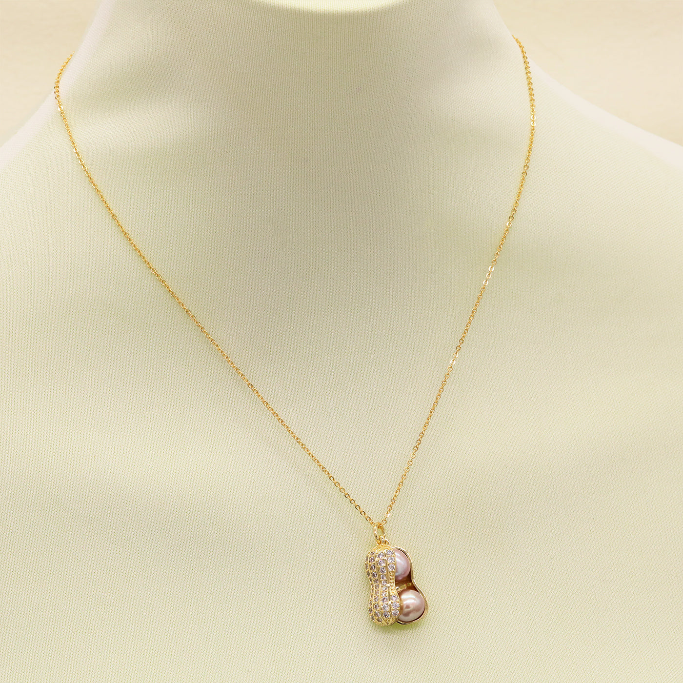 A luxury peanut Freshwater Pearl pendant necklace unique design good things happen pendant necklace, with exquisite gift box, suitable for everyday, weddings, festivals and parties to wear everything freshwater pearl pendant necklace[XL-2502Golden-04]