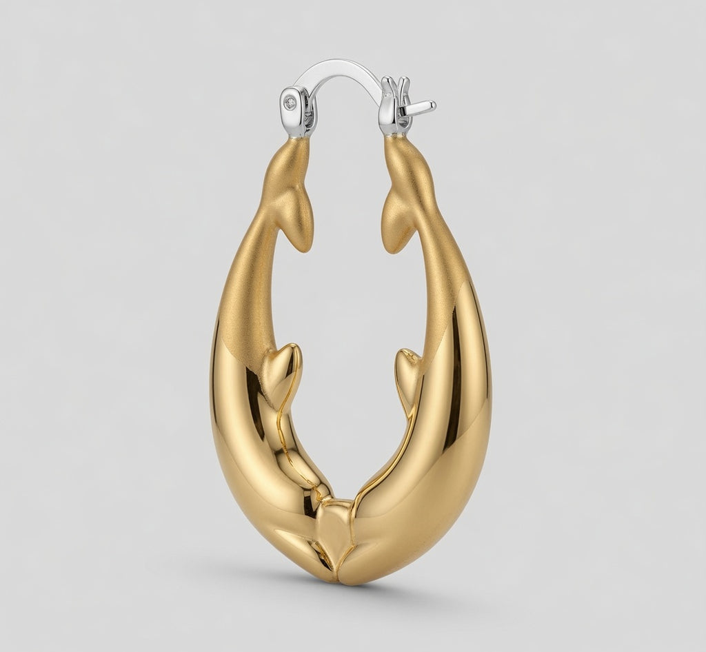 Kissing Dolphin Hoop Earrings