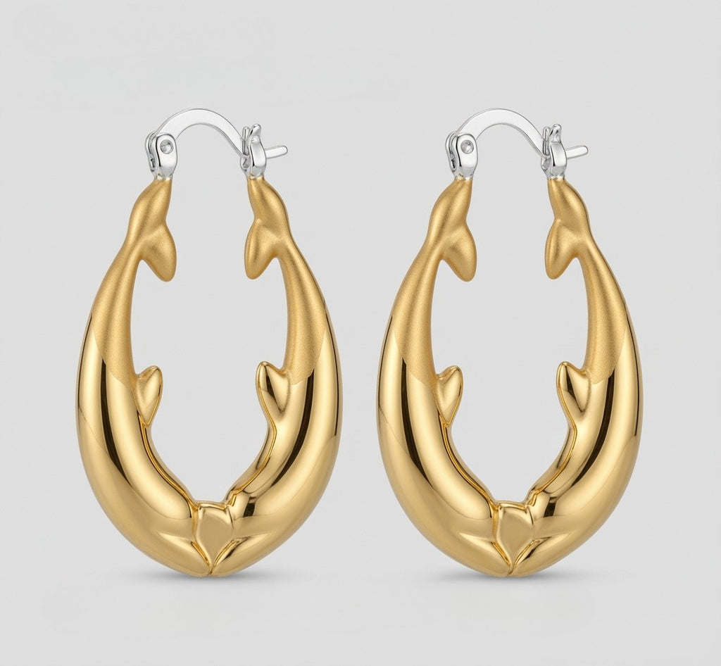 Kissing Dolphin Hoop Earrings