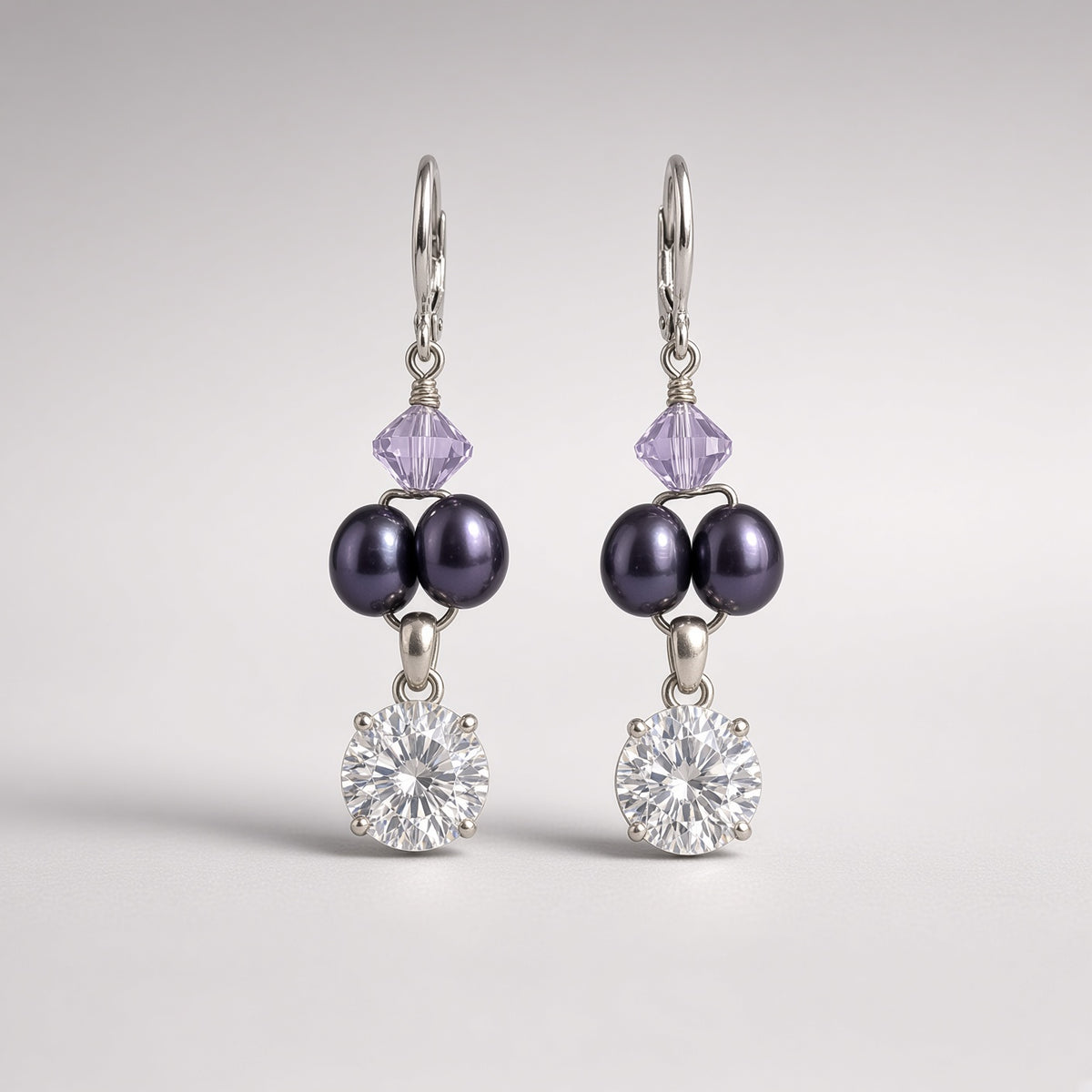 Closeout 925 freshwater pearl and Cubic Zirconia Earring