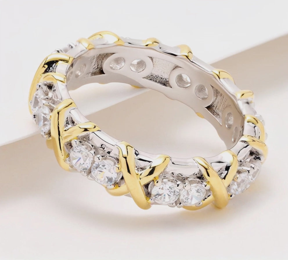 verlasting Love XOXO Two-Tone Sterling Silver Band Rings