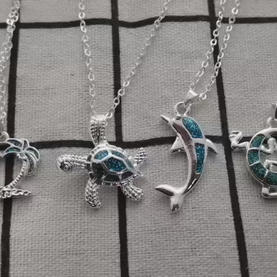 Blue opal sea life pendant video