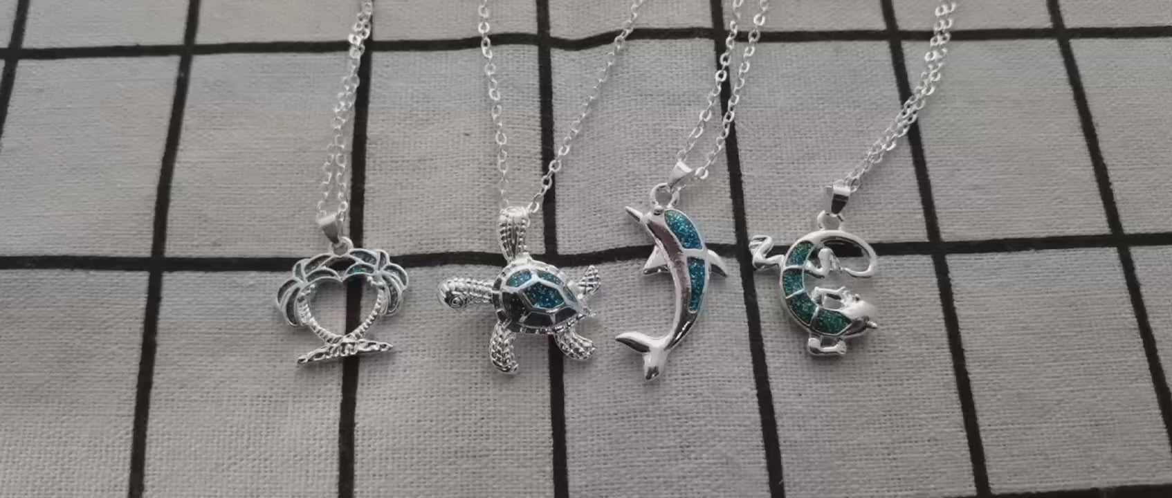 Blue opal sea life pendant video