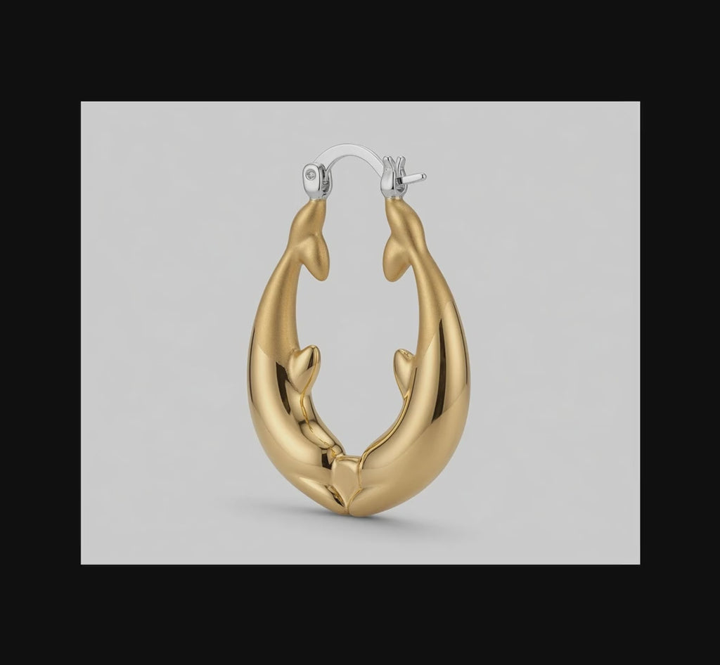 Kissing Dolphin Hoop Earrings