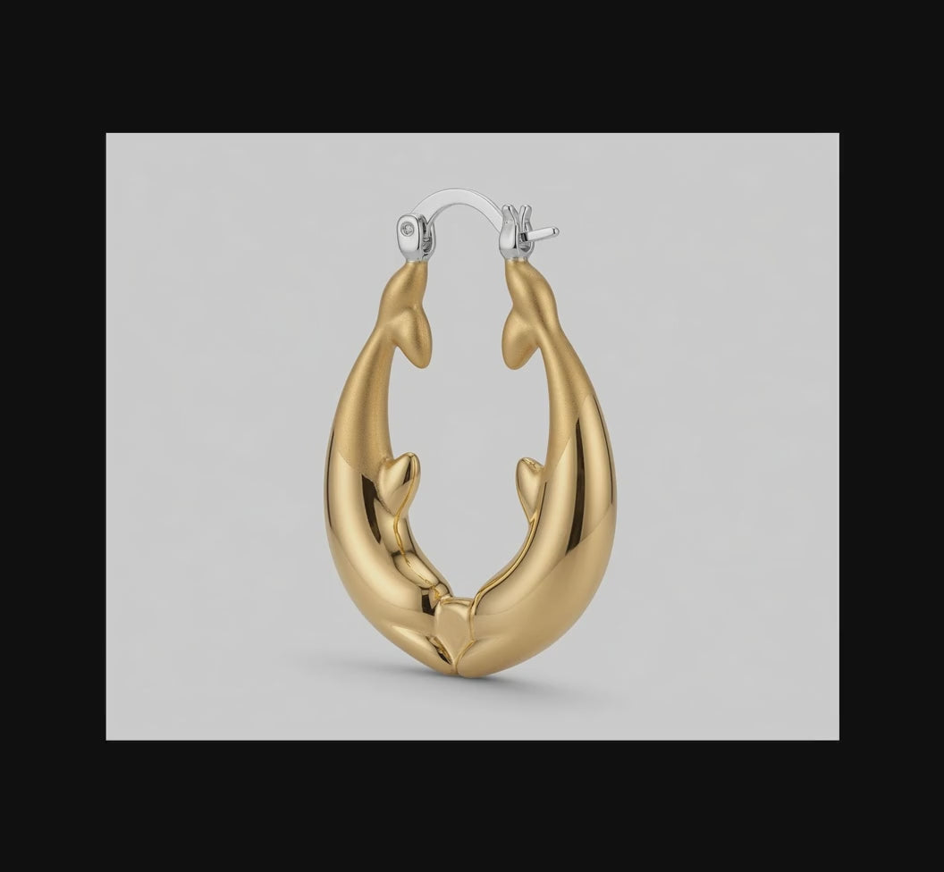 Kissing Dolphin Hoop Earrings