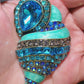 Shinning Blue Conch Brooches For Women Unisex Full Rhinestone Enamel Pretty Sea Shell