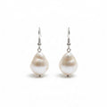 Providence Wholesale Silver baroque pearl drop earrings with iridescent organic pearls on silver-tone hooks