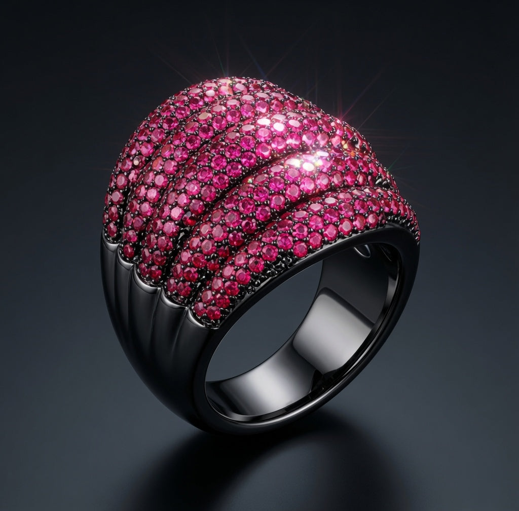 Luxury Micro Pave Lab gemstone S925 cz Rings-Finished in Black Rhodium