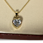 Sterling Silver heart shaped cz pendant gift boxed Vintage