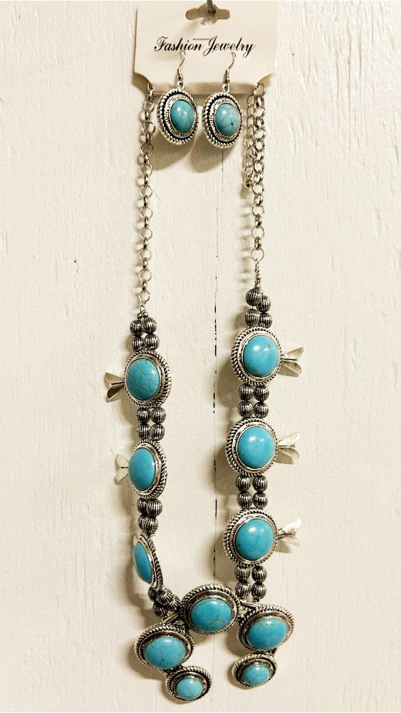 Indian turquoise replica necklace and earring set