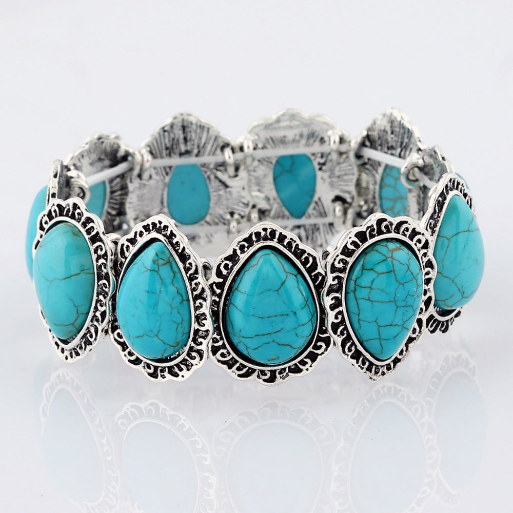 Natural Stone Turquoises Bracelet For Women - Providence silver gold jewelry usa