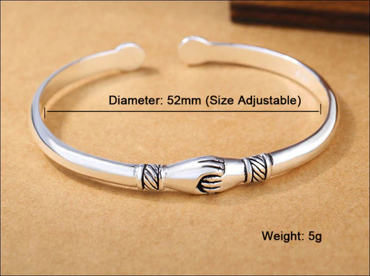 Sterling silver "Mariage,faith,frendiship" clasping hands Bracelet