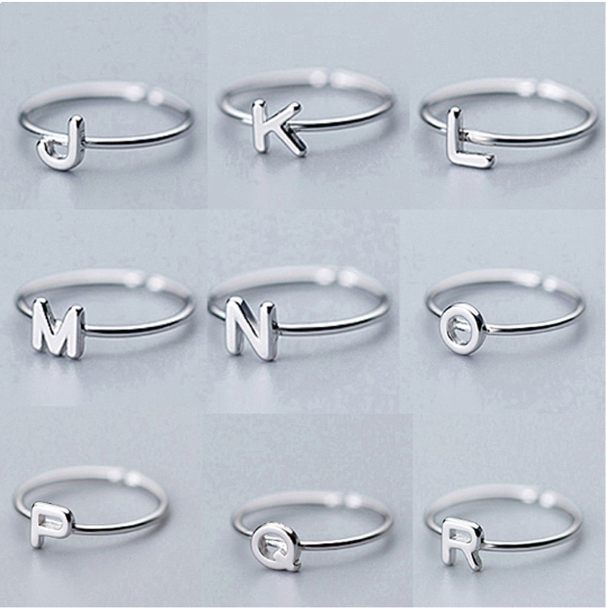 sterling silver initial rings all letter in alphabet