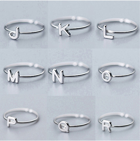 sterling silver initial rings all letter in alphabet