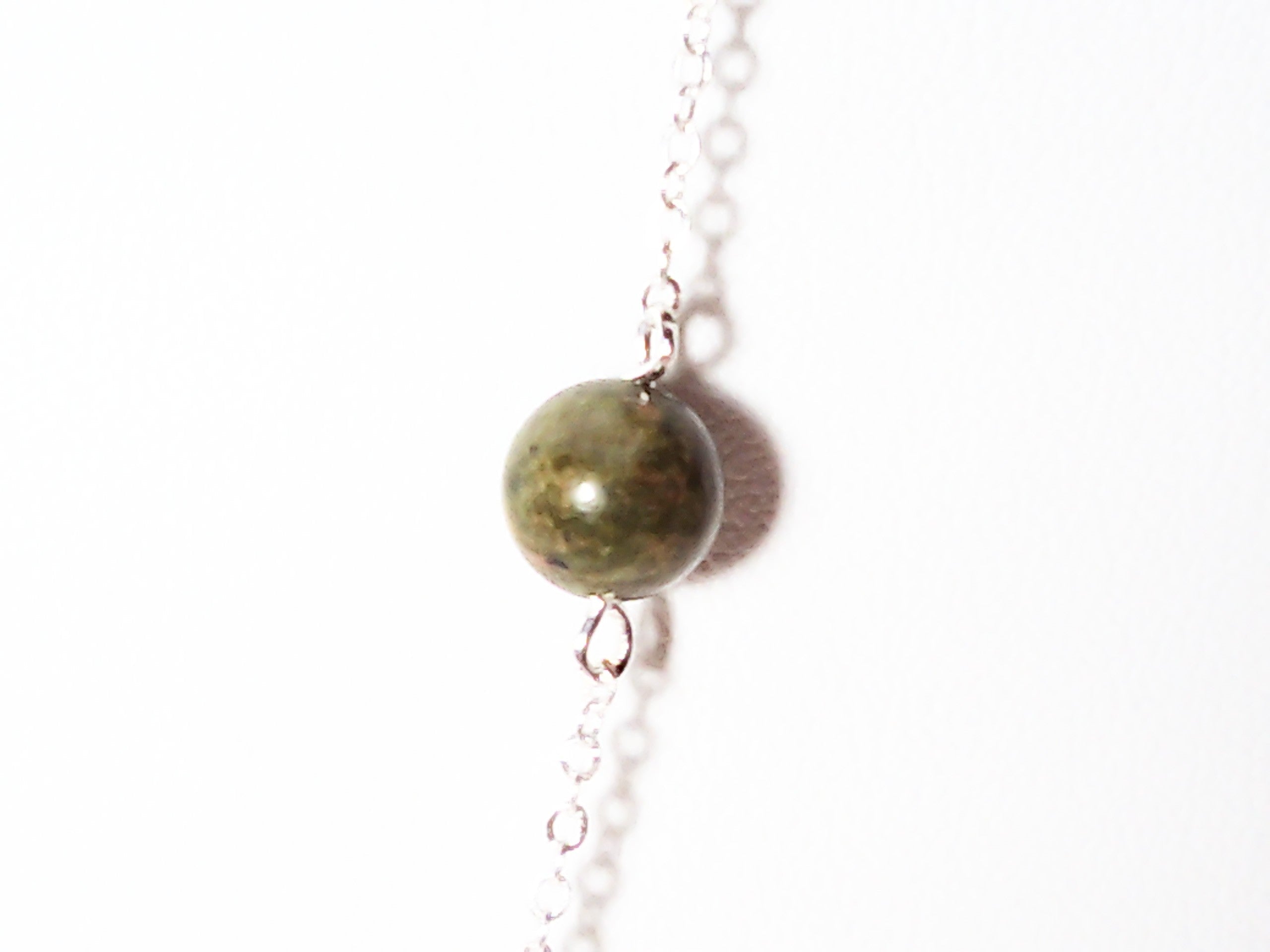 Genuine turquoise and Kambra jasper stone necklace made with sterling silver chain 36 inches.