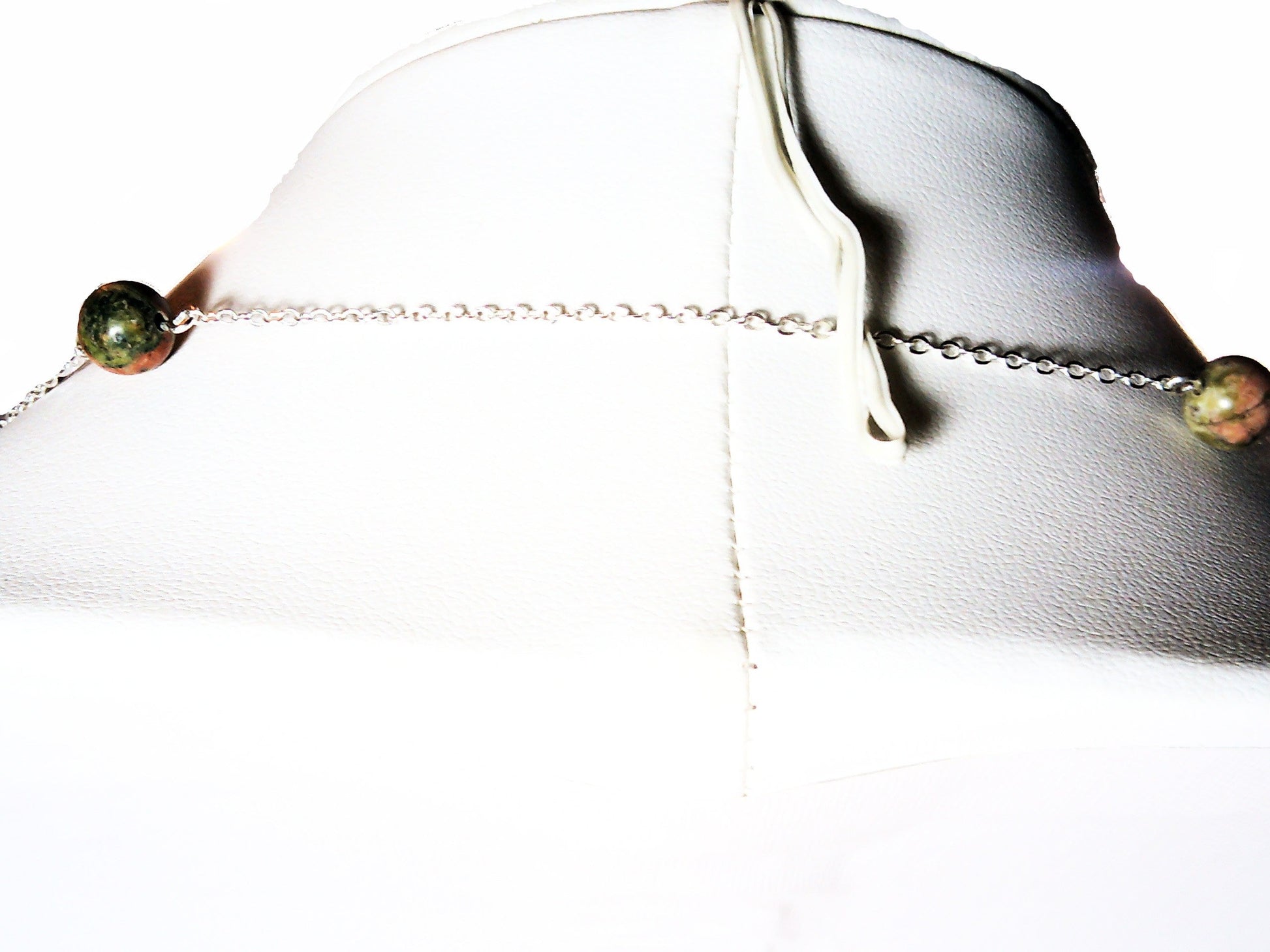 Genuine turquoise and Kambra jasper stone necklace made with sterling silver chain 36 inches.