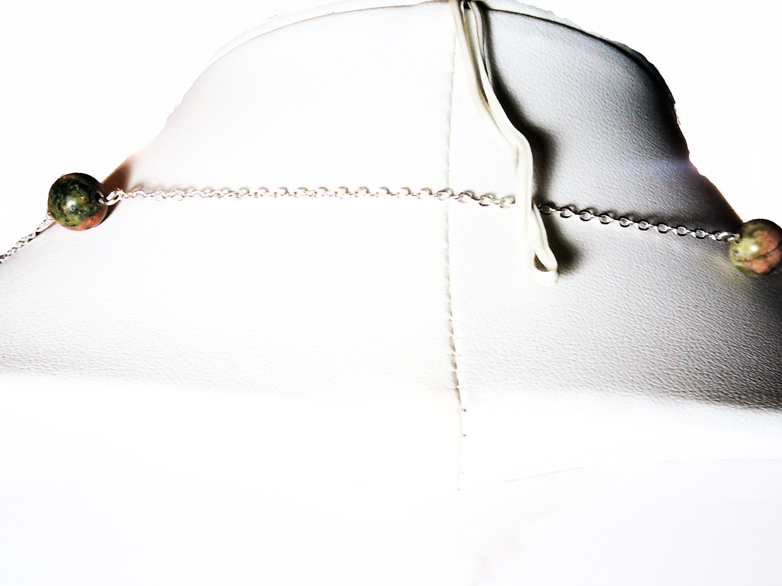 Genuine turquoise and Kambra jasper stone necklace made with sterling silver chain 36 inches.