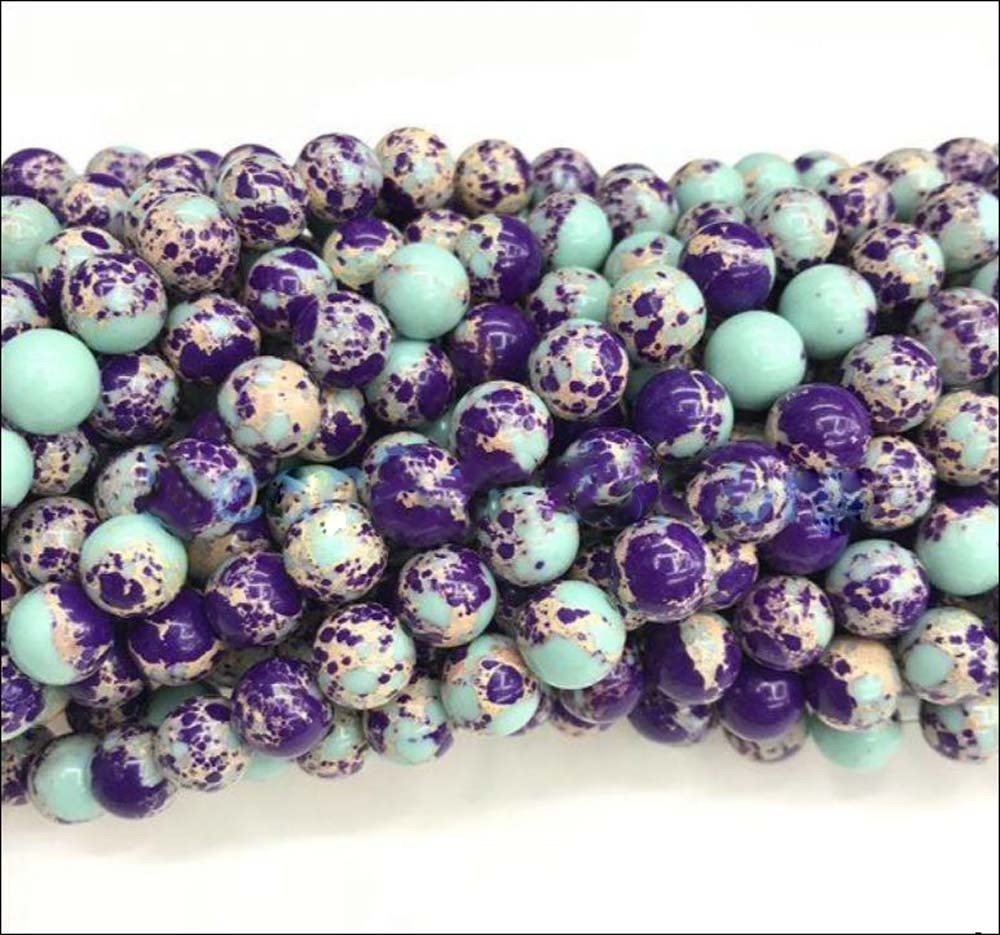 Blue Purple Imperial Jasper beads Sea Sediment Stone Bead