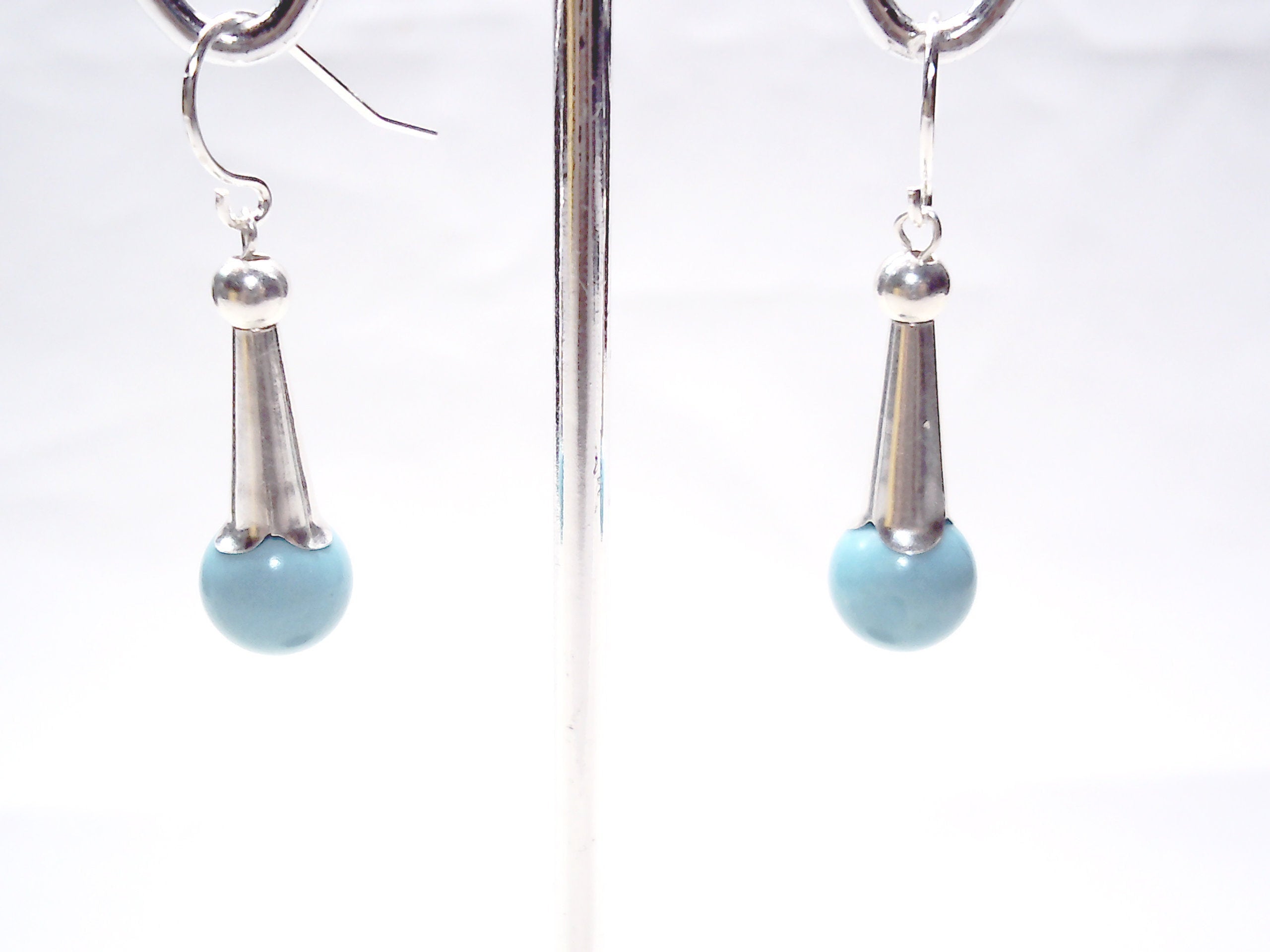 Handcrafted indian squash blossom and turquoise earring