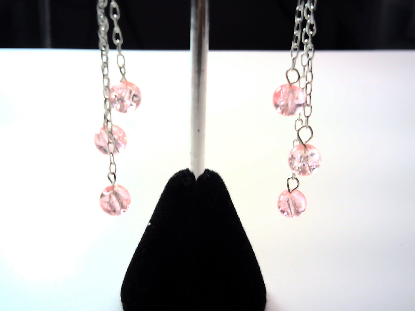 triple strand drop earring with glass beads