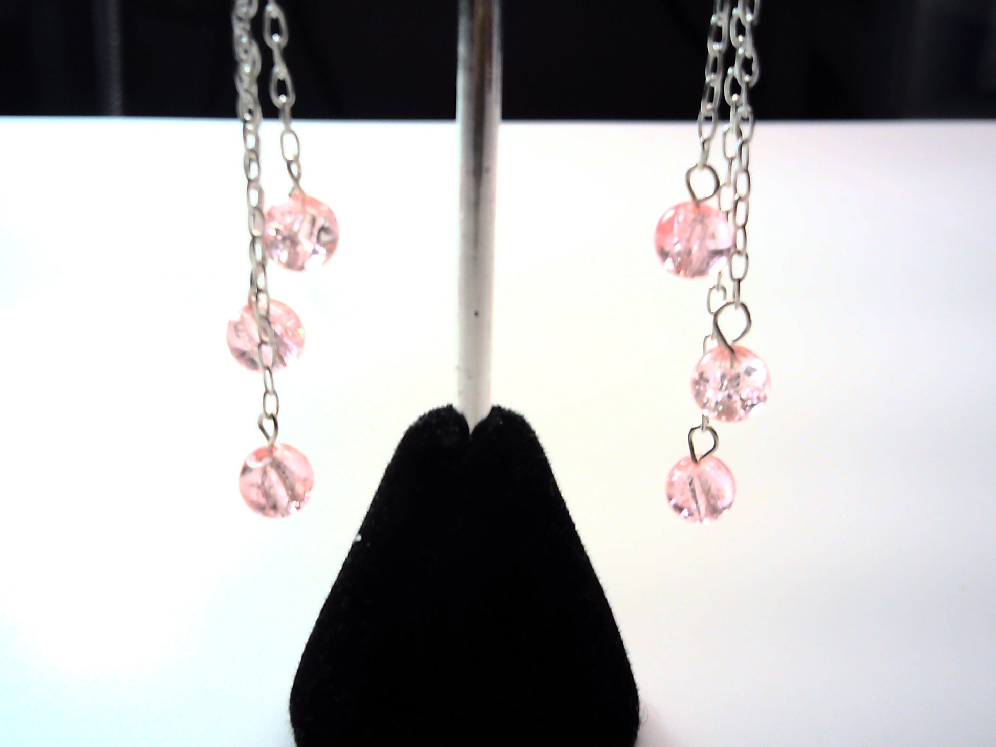 triple strand drop earring with glass beads