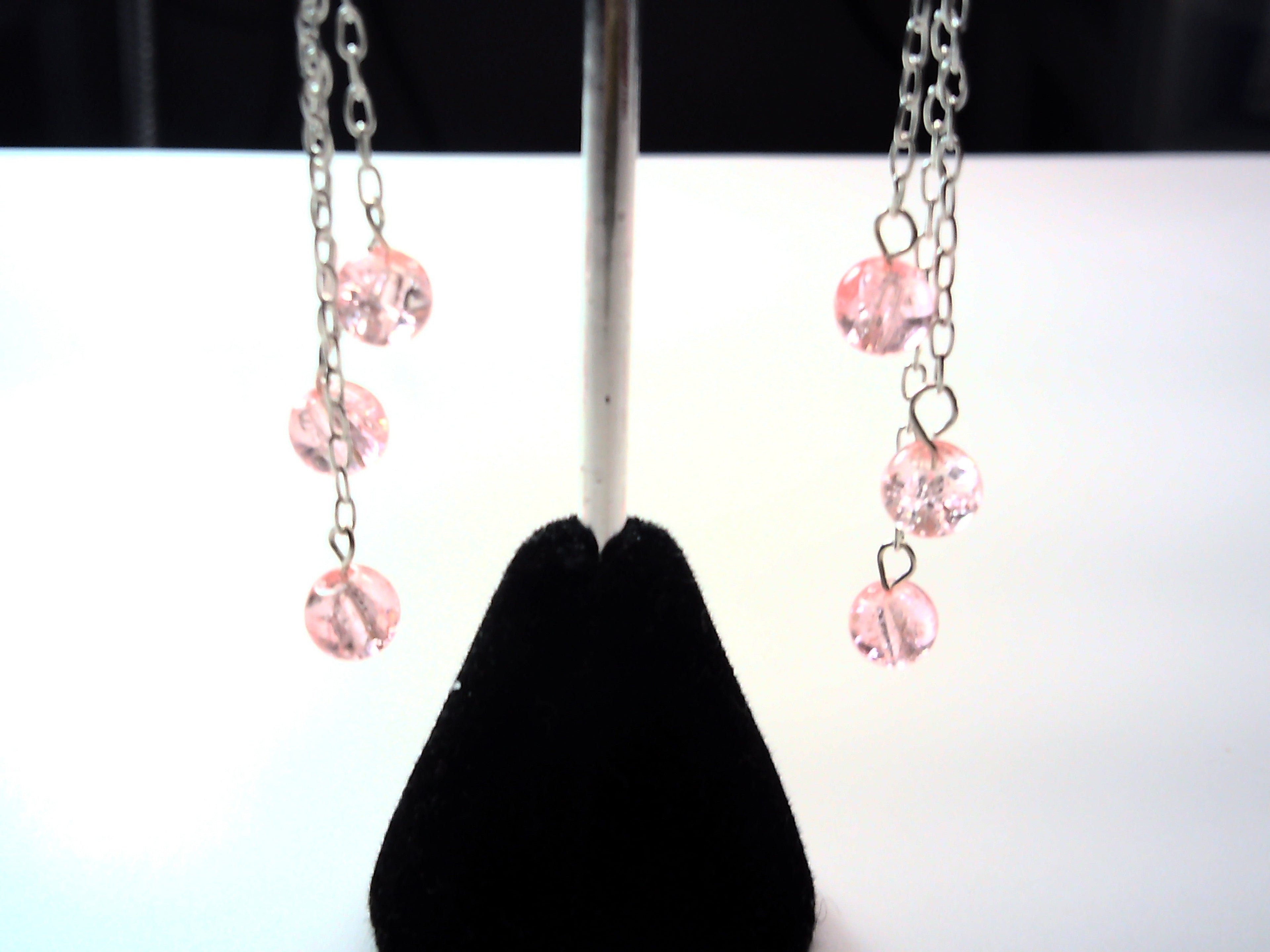 triple strand drop earring with glass beads