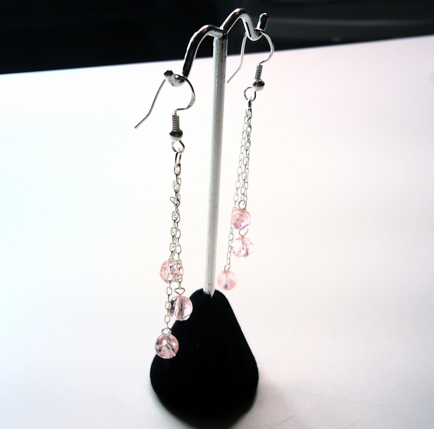 triple strand drop earring with glass beads