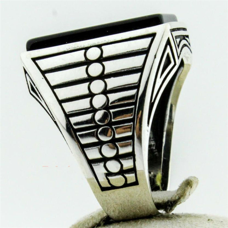 Male Trend Personality Geometric Enamel Male 925 silver Ring