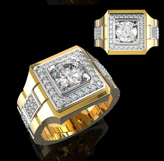 Fashion White Crystal CZ Ring For Women Men Hip Hop Full Crystal Engagement Ring Men