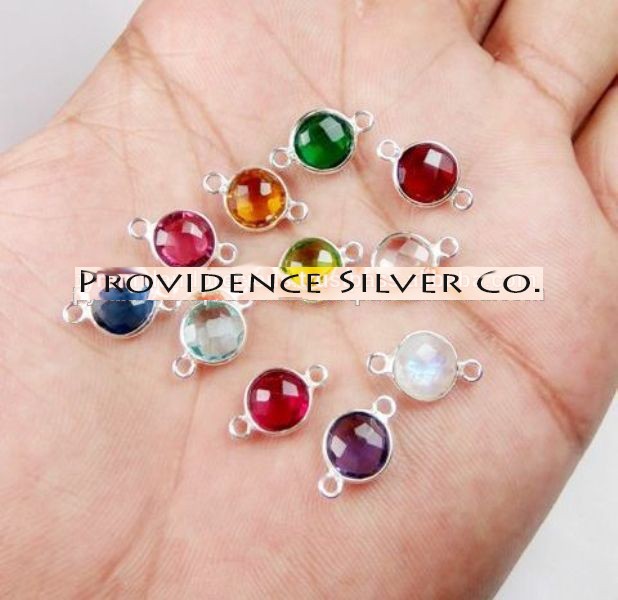 Birthstone chanel necklace in .925 sterling silver