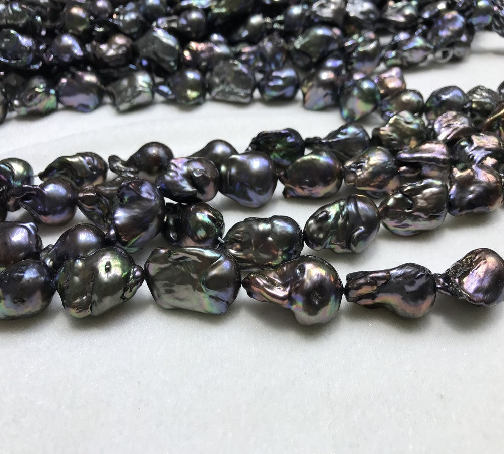 15-17mm black baroque pearls strands