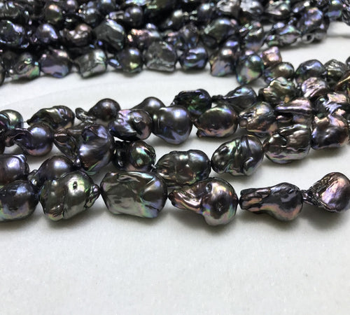 15-17mm black baroque pearls strands