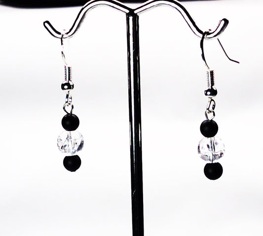 Matt Onyx-crackle glass earrings USA