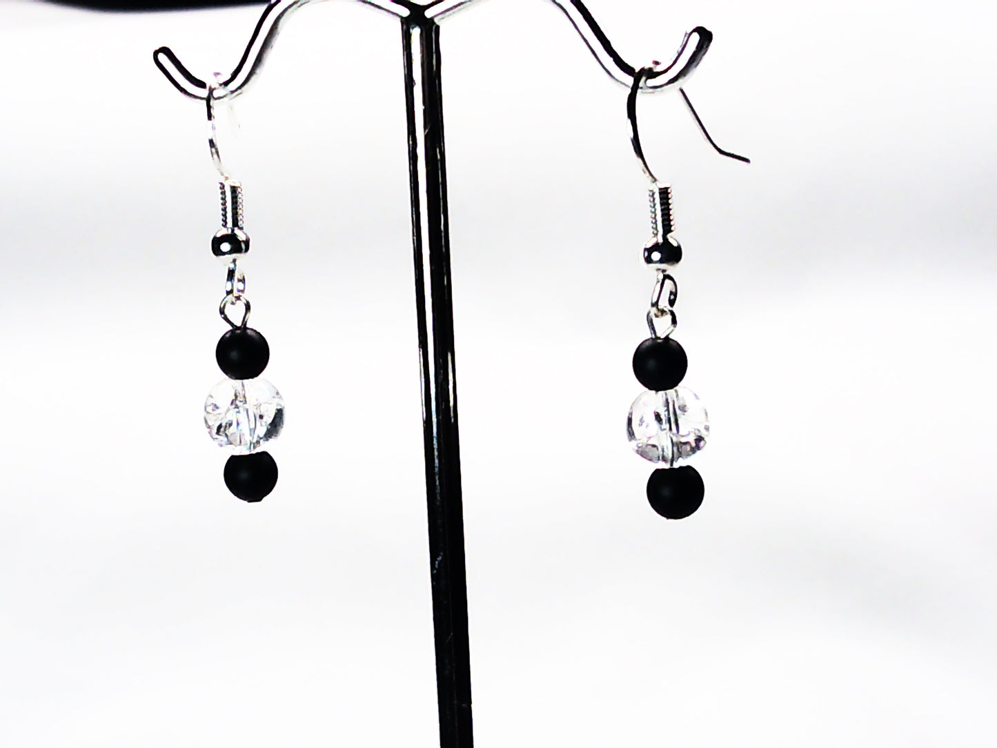 Matt Onyx-crackle glass earrings USA